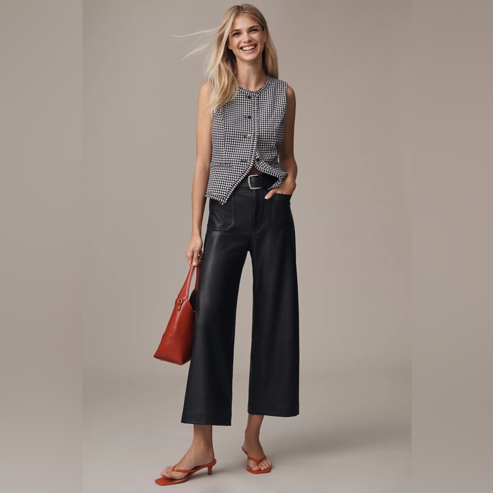 The Colette Faux Leather Crop Wide-Leg Pants by Maeve NWT